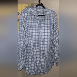 Men's Blue Plaid Casual Button Down Shirt